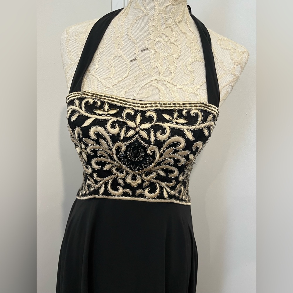 Sue Wong Vintage Black Strapless High-Low Beaded Bodice Gown Sz. 4 - Picture 5 of 12